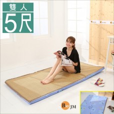 BuyJM 天然亞藤蓆冬夏兩用高密度三折雙人床墊(5x6尺)BE003-5