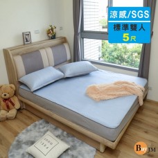 BuyJM 3D涼感紗透氣雙人5尺枕套床包3件組/床單/床套/涼墊GE018-5